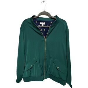 Emerald Green Lightweight Spring Full Zip Jacket Size 1X Gold Susan Graver